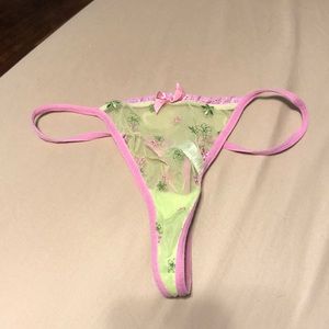 Light green and pink floral thong